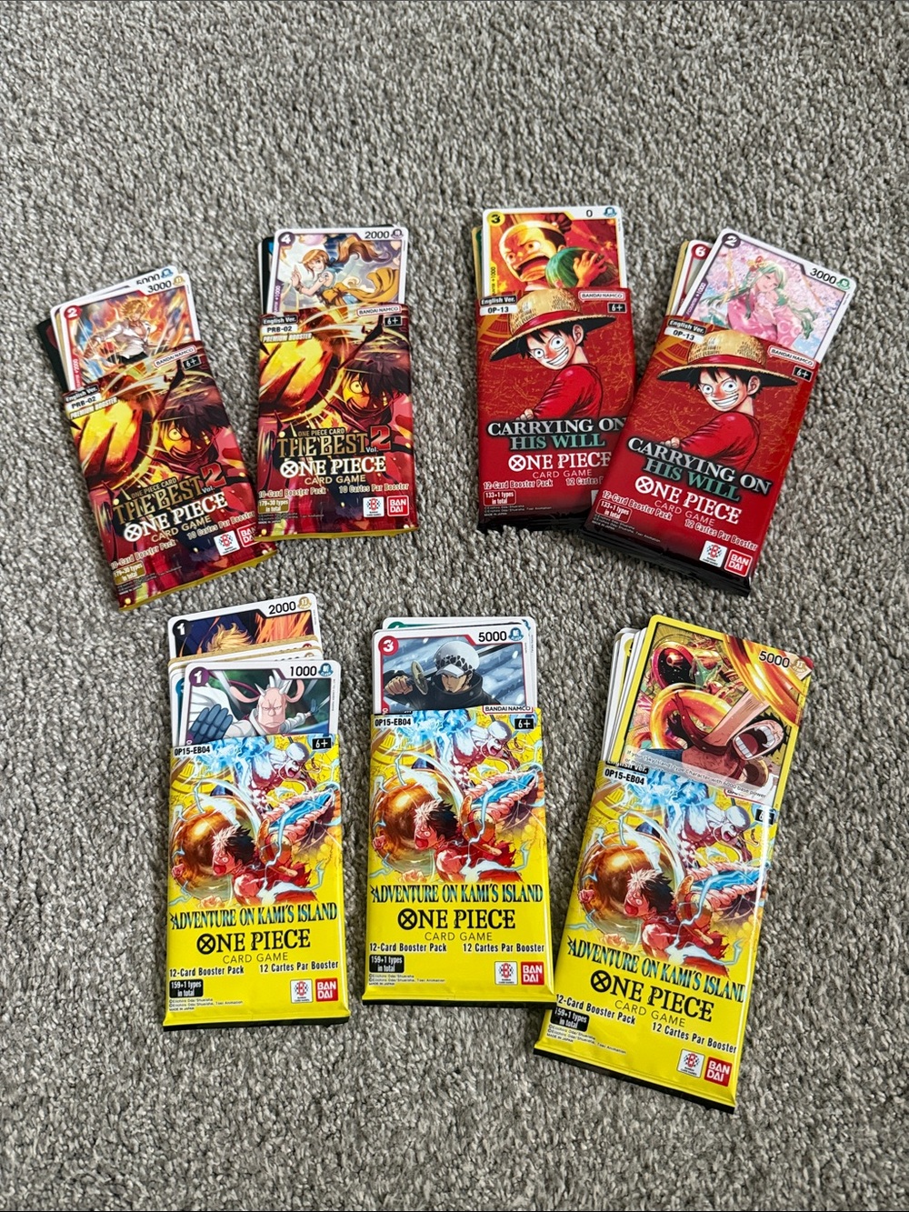 One Piece Card Game 7 Packs - 62 cards BULK ONLY - Picture 2 of 5